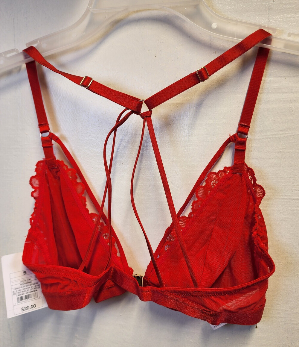 New Auden Women's Red Wireless Sheer Bralette Adjustable Straps Size S - Picture 4 of 5